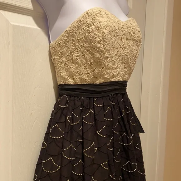 Anthropologie Meadow Rue Battenberg & Organdy mini dress in black white 6 - Picture 3 of 16